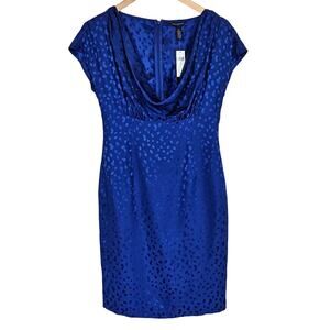 Banana Republic Factory 100% Silk Dress Cowl Neck Blue Women's 4 Event Party